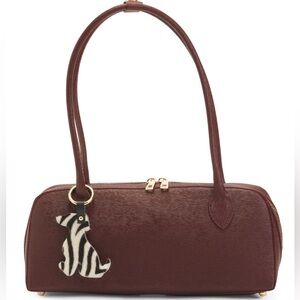 ISADORA Made In Italy Leather East West Satchel With Dog Charm